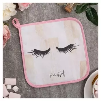 Прихватка "Hello Beautiful" 19х19 саржа,100% х/л,ватин 250г/м2