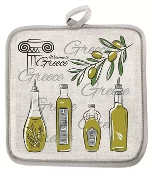 Прихватка олив. масло 18х18 полулён шелкография, 160г/м