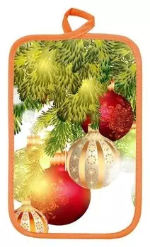 Прихватка прямоугольная шары 22х15 см, поролон, пэ 100%