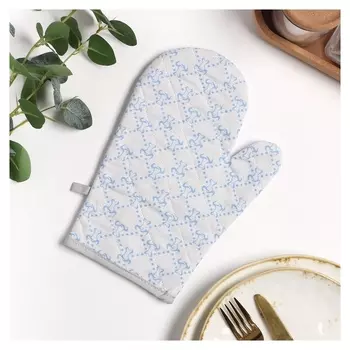 Прихватка-рукавичка мари санна бык гуч, голубой, стёганая, рогожка, 150г/м, хл100%