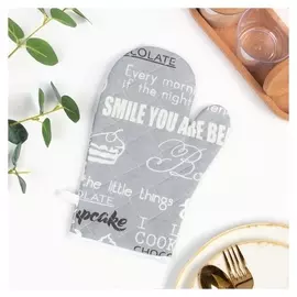 Прихватка-рукавичка мари санна леттеринг 9257-2, серый, рогожка