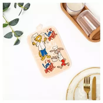 Прихватка Шеф повар, размер 14х22 см, цвет светло-персиковый, 100% хлопок, 200г/м²