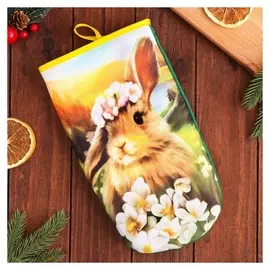 Прихватка "Заяц в цветах",сувенирная