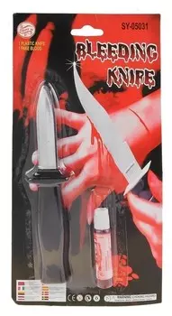 Прикол «Нож прятающееся лезвие с кровью»