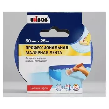 Профессиональная малярная лента Unibob для наружных работ 50мм х 25м синяя