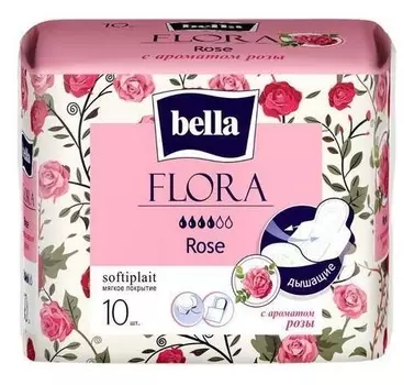Прокладки женские гигиенические с ароматом розы Flora Rose (Количество 10 шт)