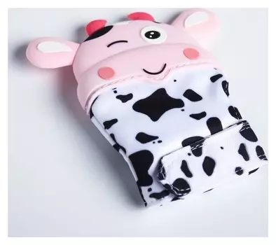 Прорезыватель рукавичка Коровка, на липучке