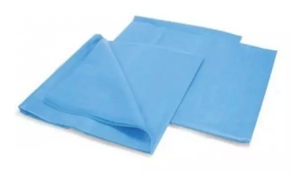 Простынь н/с 140х70см спанбонд пл.35-40 ламин., голубая, 10шт/уп
