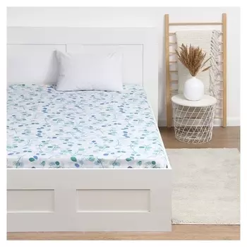 Простыня 1,5 сп экономь и Я "Эвкалипт" цвет синий, 150х215±3, 100% хлопок, бязь, 120 гр/м2