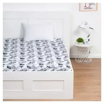 Простыня 1,5 сп «Время побеждать» тачки 150х214 см 100% хлопок, поплин 125 г/м2