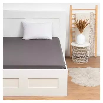 Простыня этель 200х215, цвет серый, 100% хлопок, бязь 125г/м2