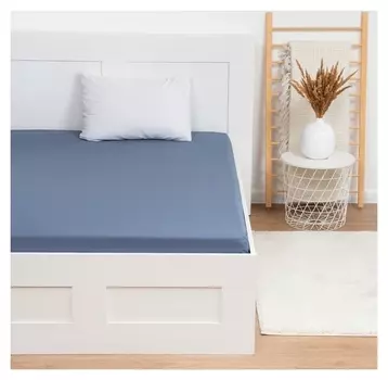 Простыня этель 200х215, цвет синий, 100% хлопок, бязь 125г/м2