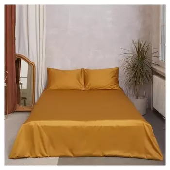 Простыня этель 220*235 см, цв.горчичный, 100% хлопок, мако-сатин, 125 г/м²