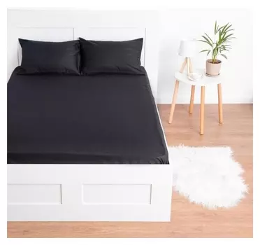 Простыня этель 235*260 см, цв.темно-серый, 100% хлопок, мако-сатин, 125 г/м²