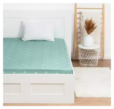 Простыня Lovelife "Рай" 150*225 см, цв. зеленый, 100% хлопок, сатин, 125г/м²