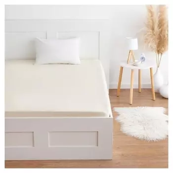 Простыня на резинке этель 140*200*25 см, цв. бежевый, 100% хлопок, мако-сатин, 128 г/м²