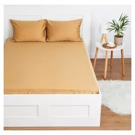 Простыня на резинке этель 140*200*25 см, цв.песчаный, 100% хлопок, мако-сатин, 125 г/м²