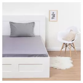 Простыня на резинке этель 160*200*25 см, цв. серый, 100% хлопок, мако-сатин, 128 г/м²