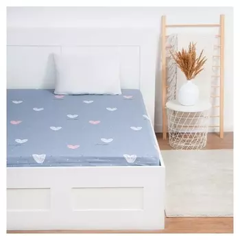 Простыня на резинке этель 160*200*25 см "Love For Two", 100% хлопок, бязь, 125 гр/м2