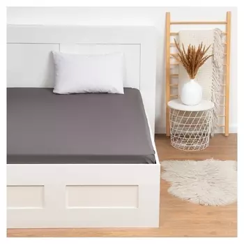 Простыня на резинке этель 160х200х25, цвет серый, бязь 125г/м2