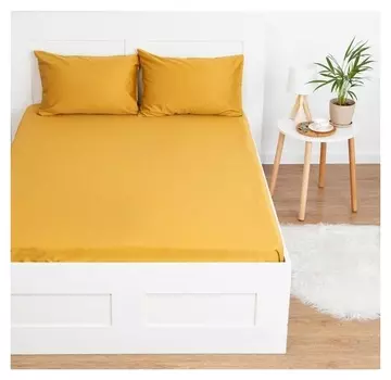 Простыня на резинке этель 180*200*25 см, цв.горчичный, 100% хлопок, мако-сатин, 125 г/м²