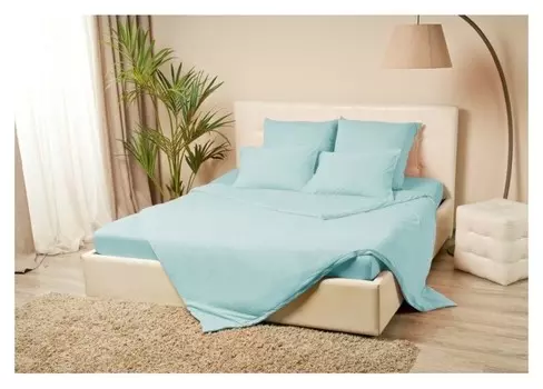 Простыня на резинке «Купу-купу», 180х200х20 см, голубой, трикотаж