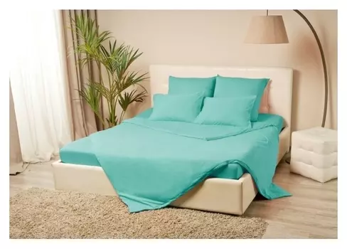 Простыня на резинке «Купу-купу», 90х200х20 см, бирюза, трикотаж