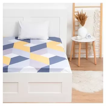 Простыня на резинке Lovelife 140*200*25см, "Треугольники", 100% хлопок, сатин, 125г/м²