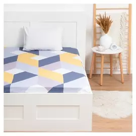 Простыня на резинке Lovelife 180*200*25см, "Треугольники", 100% хлопок, сатин, 125г/м²