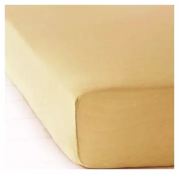 Простыня на резинке, размер 140х200х20см, жёлтый, кулирка 120гр, 100% хлопок