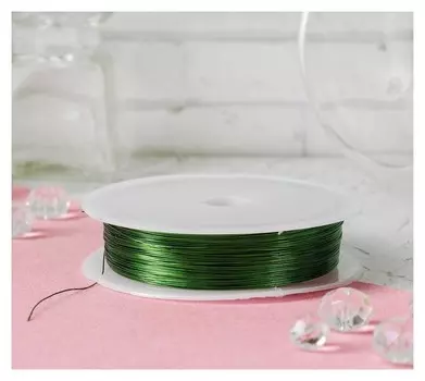 Проволока для бисероплетения D= 0,3 мм, длина 30 м, цвет зелёный