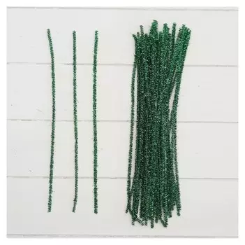 Проволока с ворсом для поделок «Блеск», набор 50 шт, размер 1 шт: 30×0,6 см, цвет зелёный