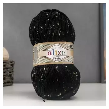 Пряжа "Alpaca Tweed" 15%шерсть,15%альпака,5%вискоза,65%акрил (60 чёрный)