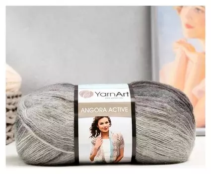 Пряжа "Angora Active" 25% мохер, 75% акрил 500м/100гр (840 черн-сер-мор волна)