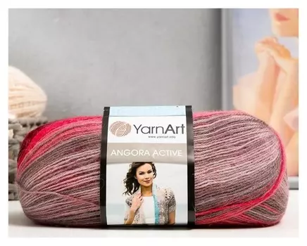 Пряжа "Angora Active" 25% мохер, 75% акрил 500м/100гр (841 т. розов.-серый)