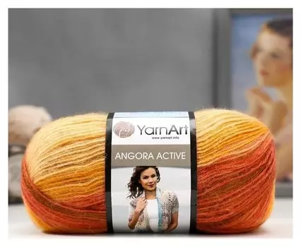 Пряжа "Angora Active" 25% мохер, 75% акрил 500м/100гр (844 бордово-персиковый)
