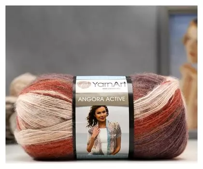 Пряжа "Angora Active" 25% мохер, 75% акрил 500м/100гр (851 бел-красн-коричн)