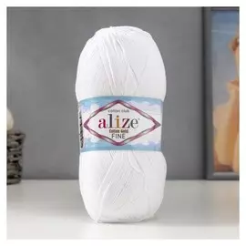 Пряжа Cotton Gold Fine babe 55% хлопок, 45% акрил 470м/100гр (55 белый)