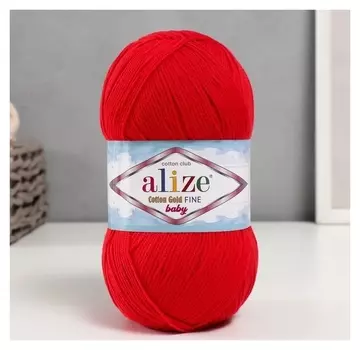 Пряжа Cotton Gold Fine Babe 55% хлопок, 45% акрил 470м/100гр (56 красный)
