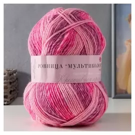 Пряжа "Ровница мультиколоровая" 50% шерсть, 50% акрил 400м/200гр (1143-розовый меланж)