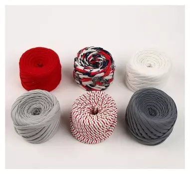 Пряжа трикотажная 25м/85гр, ширина нити 7-8 мм, набор 6 шт ( 1)