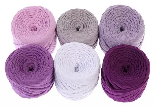 Пряжа трикотажная 25м/85гр, ширина нити 7-8 мм, набор 6 шт ( 8)