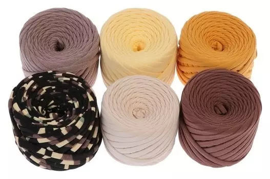 Пряжа трикотажная 25м/85гр, ширина нити 7-9мм, набор 6 шт ( 3)