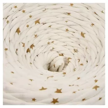 Пряжа трикотажная широкая 85(+-5)м /370гр, ширина нити 7-9 мм (белый принт - звёзды)