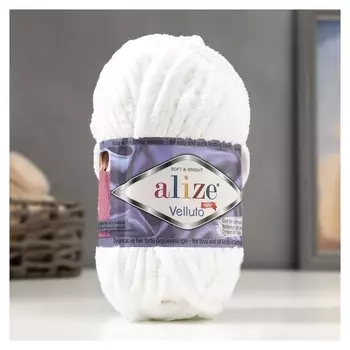 Пряжа "Velluto" 100% микрополиэстер 68м/100гр (55 белый)