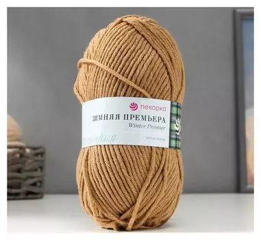 Пряжа "Зимняя премьера" 50%меринос.шерсть, 50% акрил объёмный 150м/100гр (124-песочный)