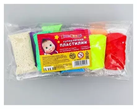 Прыгающий пластилин, 12 цветов, маша и медведь