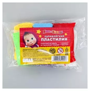 Прыгающий пластилин, 6 цветов, маша и медведь