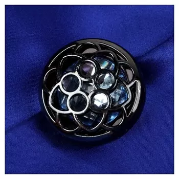 Пуговица декоративная «Цветок», D = 38 мм, цвет чёрный