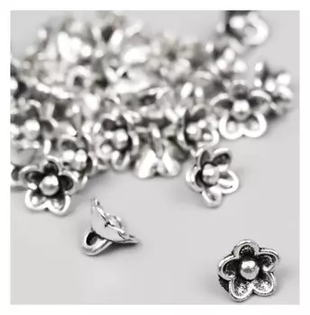 Пуговица металл для творчества "Пятилистник" серебро G048b961 набор 36 шт 0,8х0,8 см